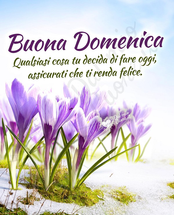 Buona domenica invernale con frase sulla felicità