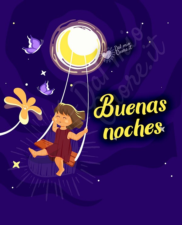 Buenas noches con niña columpiándose