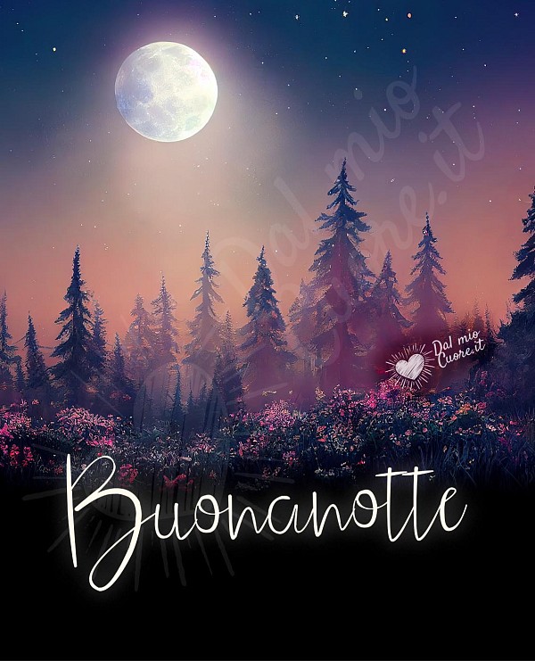 Buonanotte con luna nella foresta