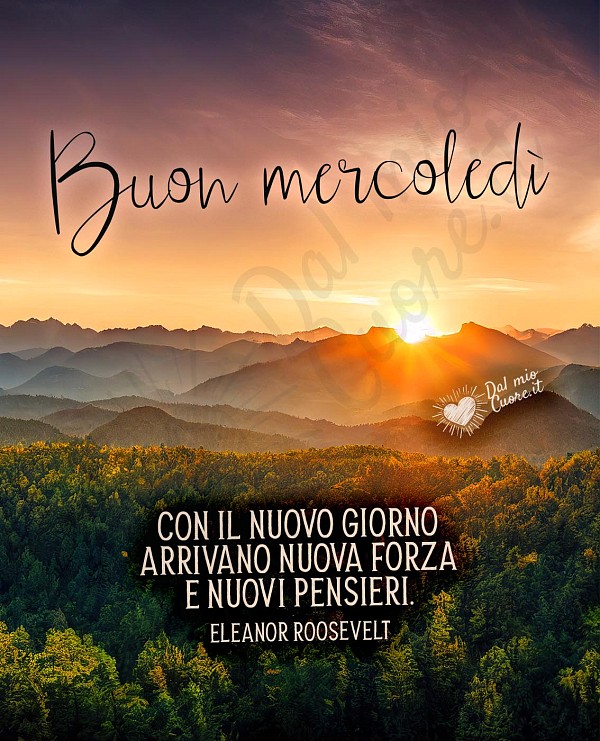 Buon mercoledì con paesaggio e frase