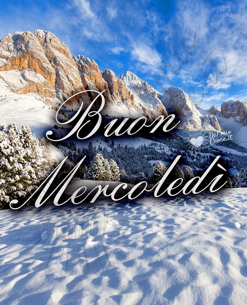 Buon mercoledì con paesaggio invernale e neve