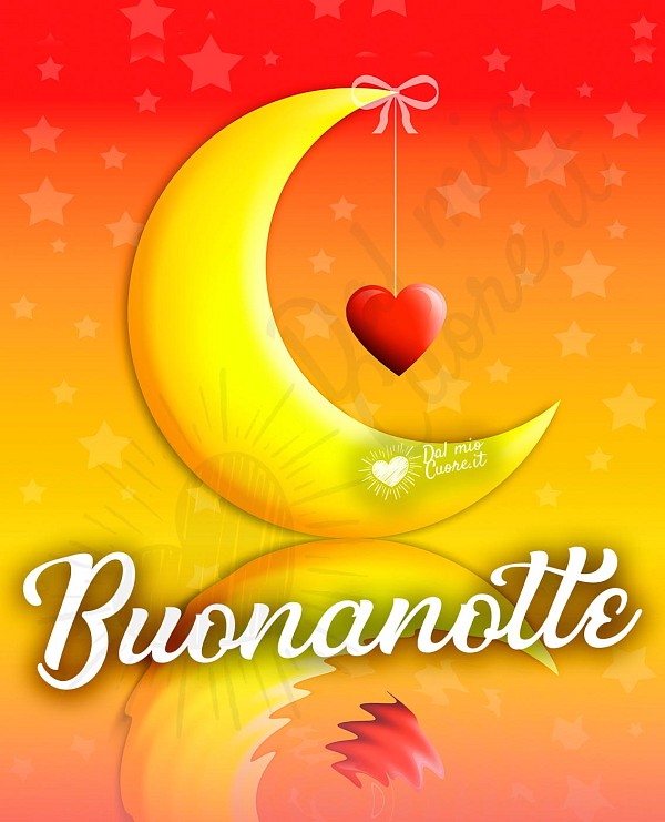 Buonanotte con luna che si specchia nell'acqua