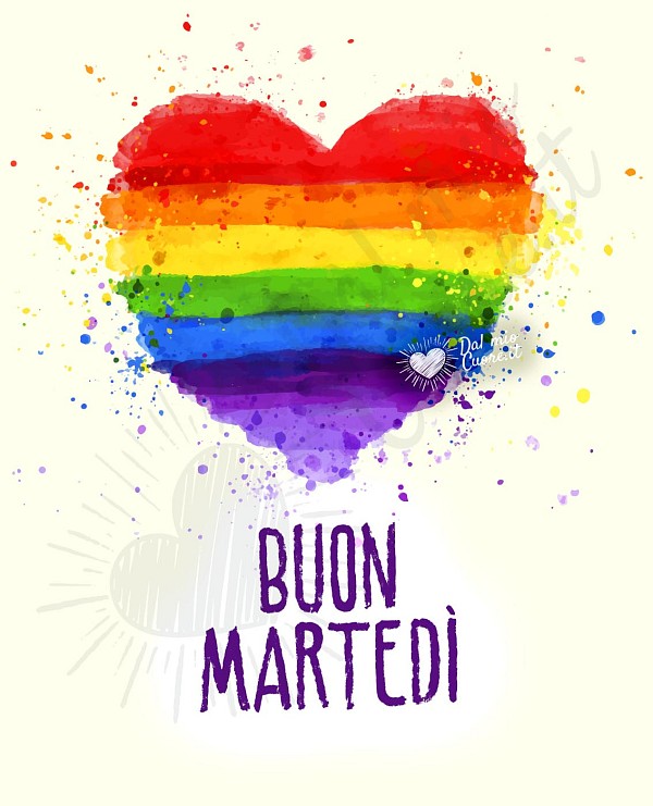 Buon martedì con cuore arcobaleno