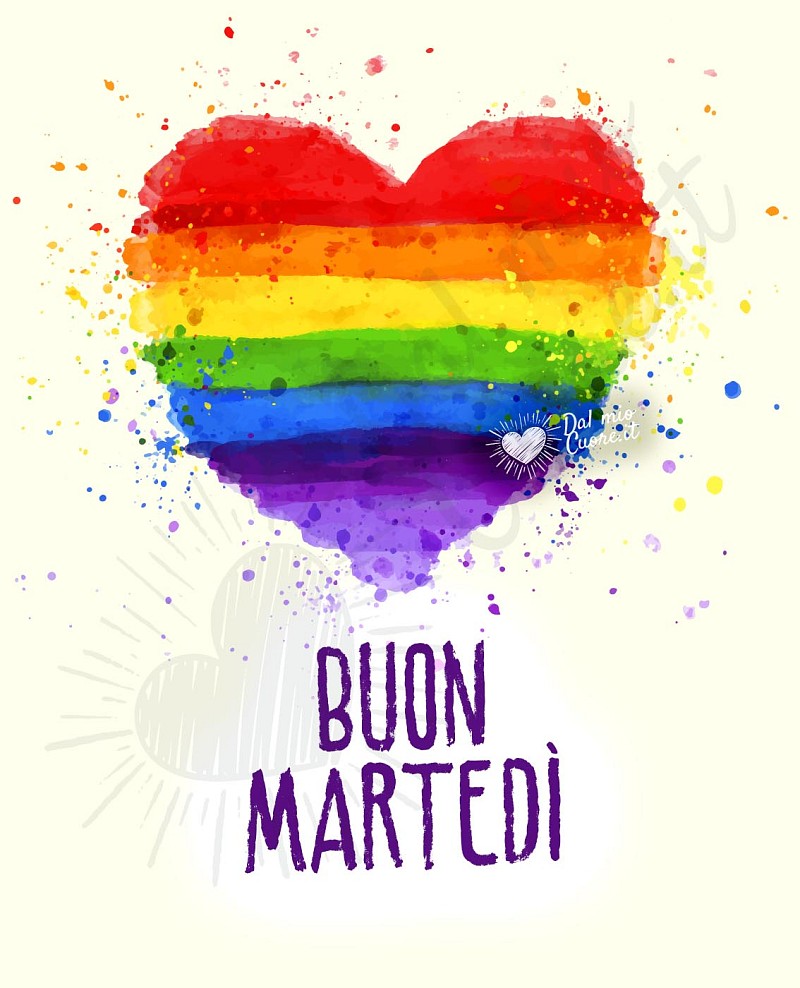 Buon martedì con cuore arcobaleno