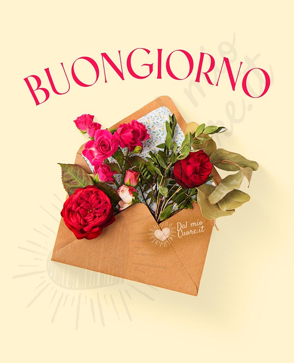 Buongiorno. Immagine con lettera piena di Rose