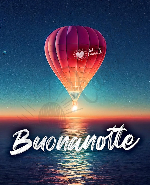 Immagine di Buonanotte con mongolfiera sul mare