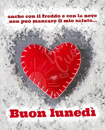 Anche con il freddo e con la neve non può mancare il mio saluto... buon lunedì