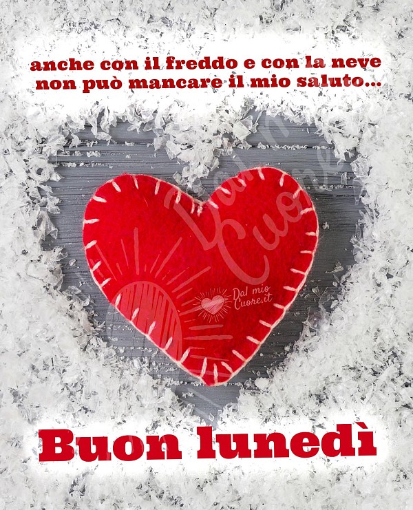 Anche con il freddo e con la neve non può mancare il mio saluto... buon lunedì