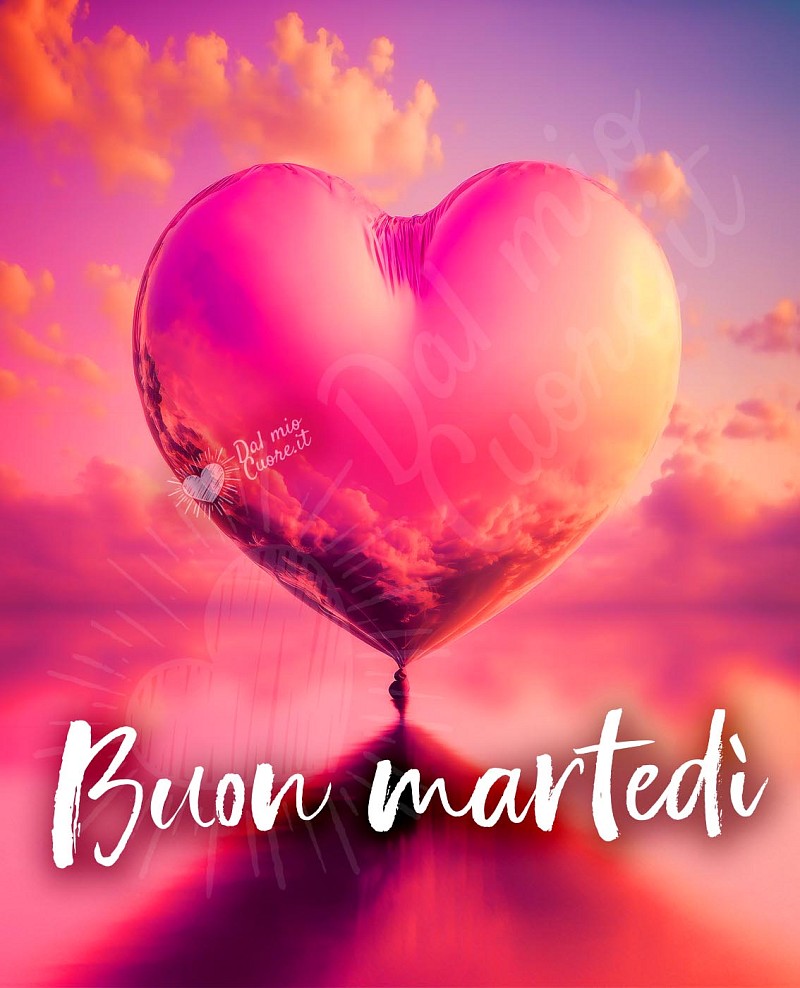 Buon martedì con cuore su acqua