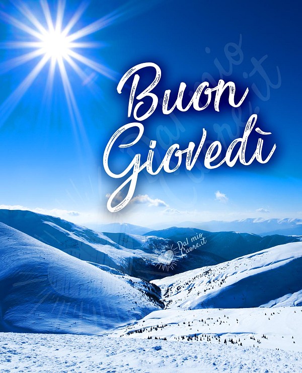 Buon giovedì con paesaggio di montagna innevato