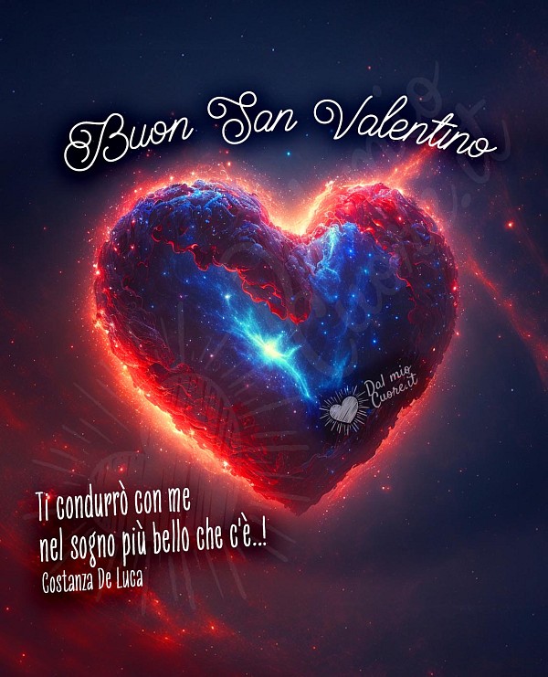 Buon san Valentino, immagine con cuore e frase