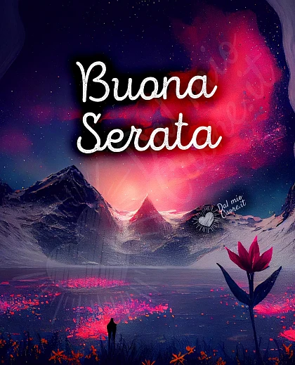 Buona serata, immagine di tramonto tra le montagne