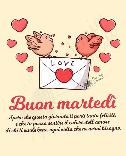 Buon martedì con frase sull'amore
