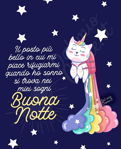Il posto più bello in cui mi piace rifugiarmi quando ho sonno si trova nei miei sogni. Buona Notte