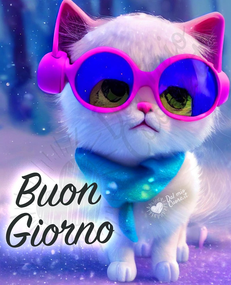 Immagine buon giorno divertente con gattino