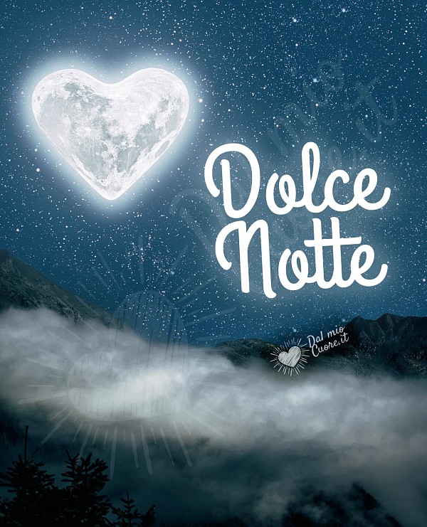 Dolce notte con luna a forma di cuore