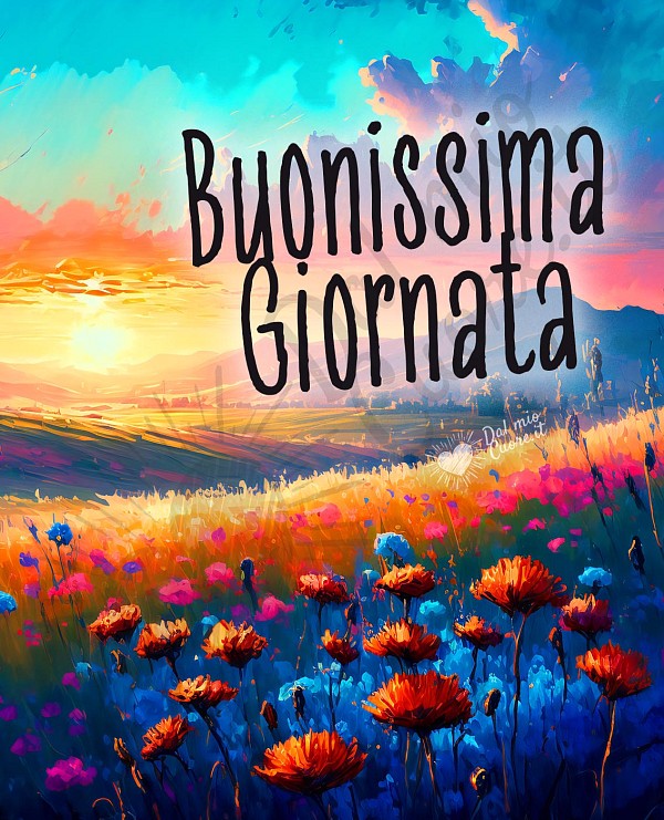 Buonissima giornata con fiori e sole