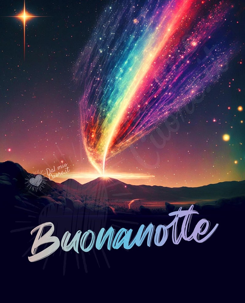 Buonanotte con arcobaleno di stelle