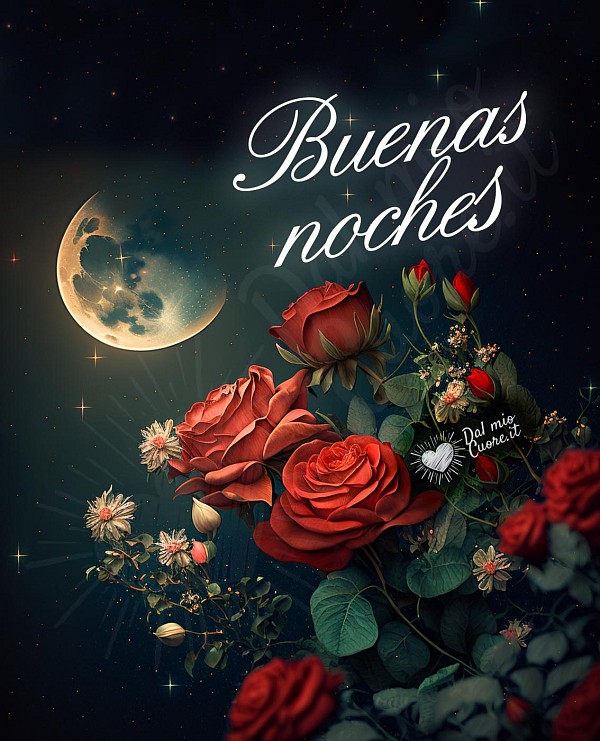 Imagen de buenas noches con rosas