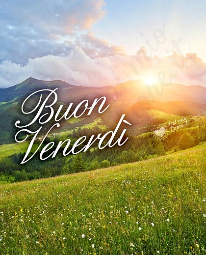 Buon venerdì con paesaggio primaverile e alba