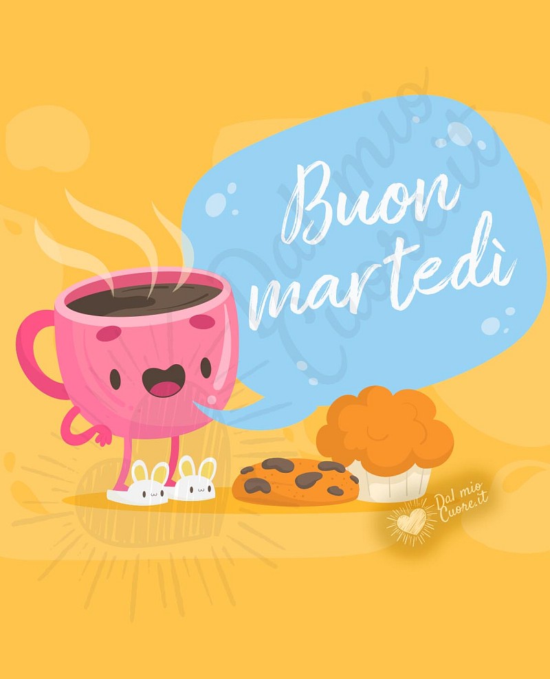 Buon martedì con caffè e colazione