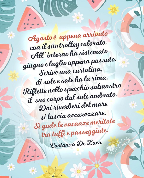 Buon mese di agosto con poesia e rime