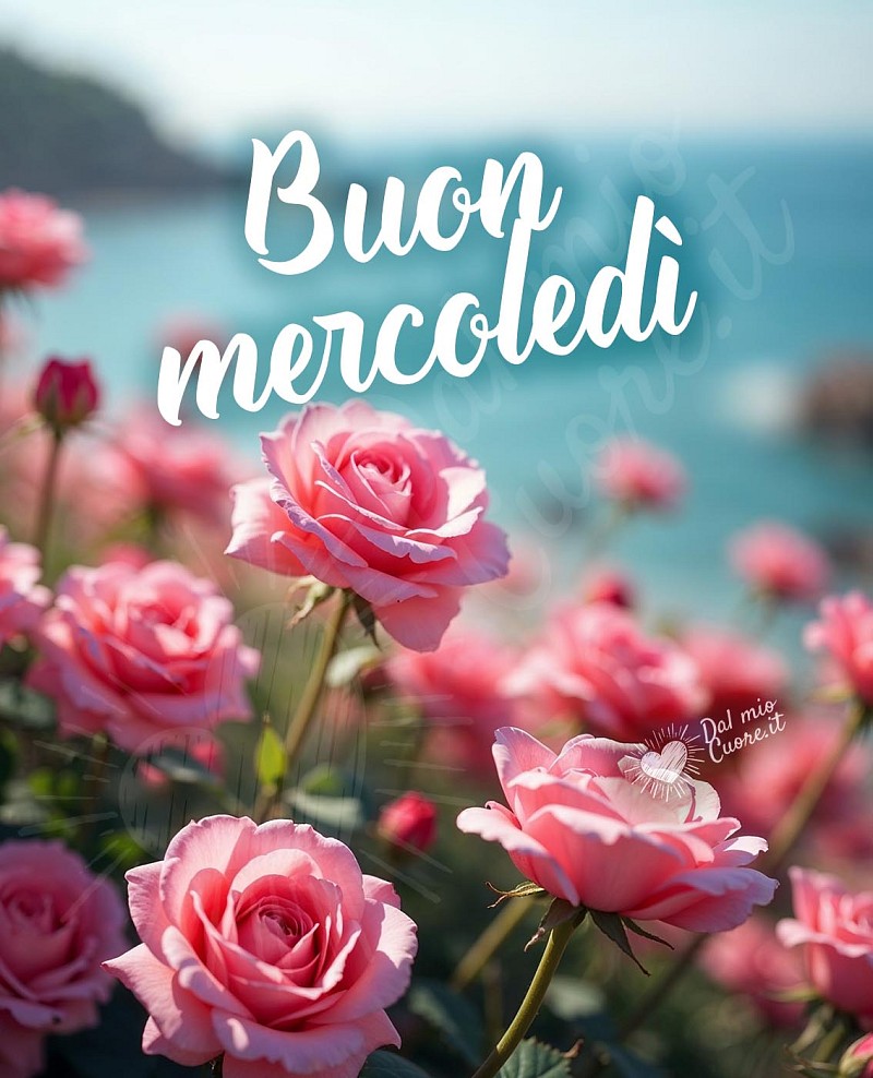 Buon mercoledì con rose e mare