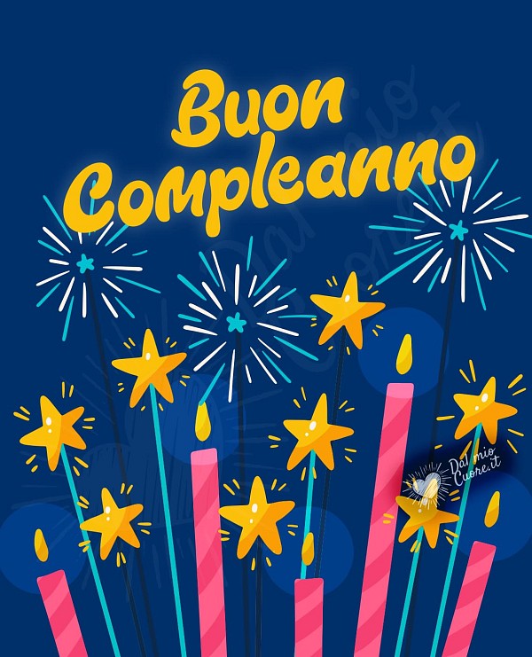 Buon compleanno con candele e luci scintillanti