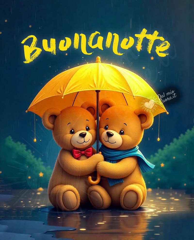 Buonanotte con orsetti sotto la pioggia