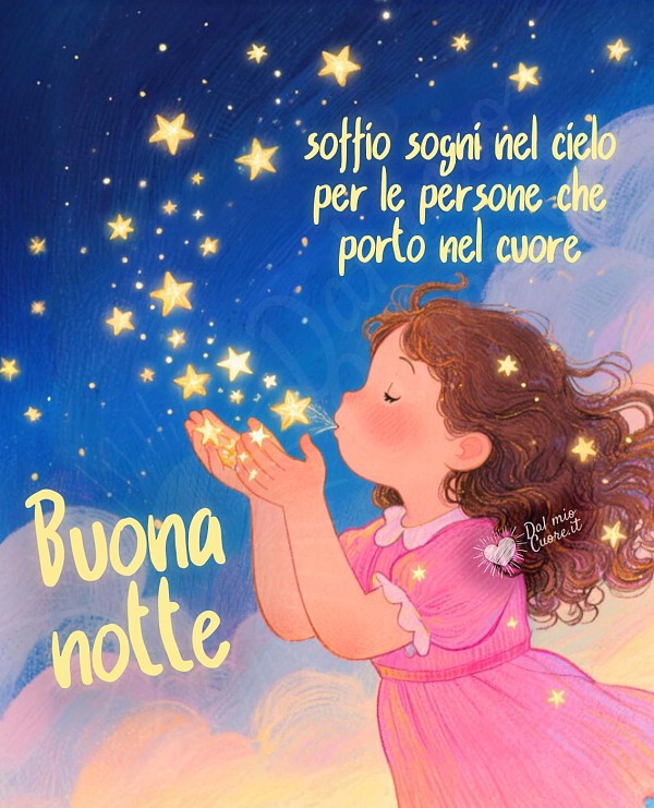 Immagine Buonanotte. Soffio sogni nel cielo per le persone che porto nel cuore